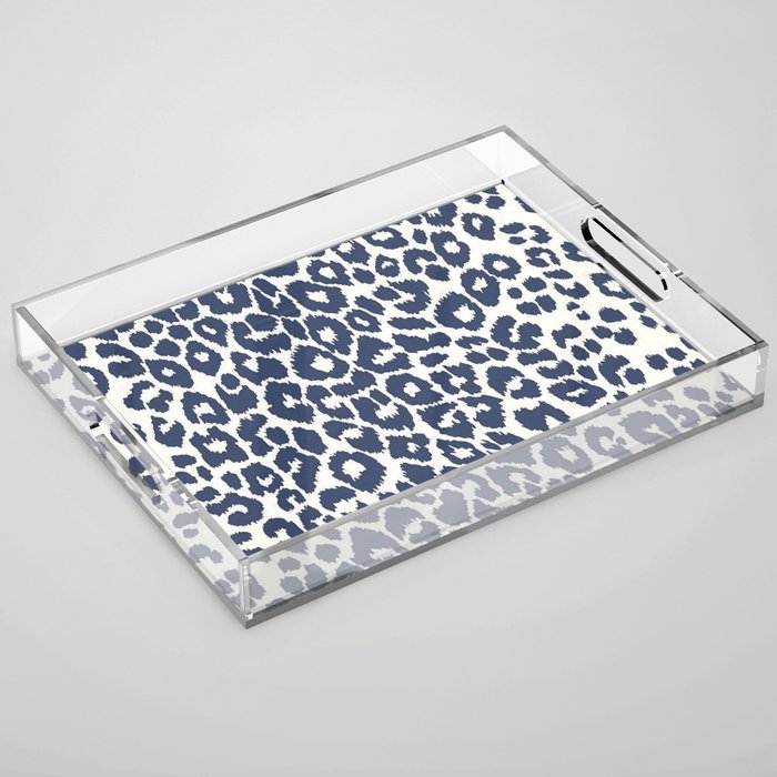 Ink Blue Leopard Print Acrylic Tray Gallery Image 1