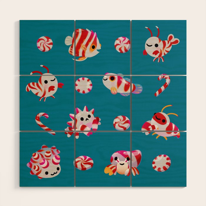Sea Peppermint Candies Wood Wall Art Gallery Image 1