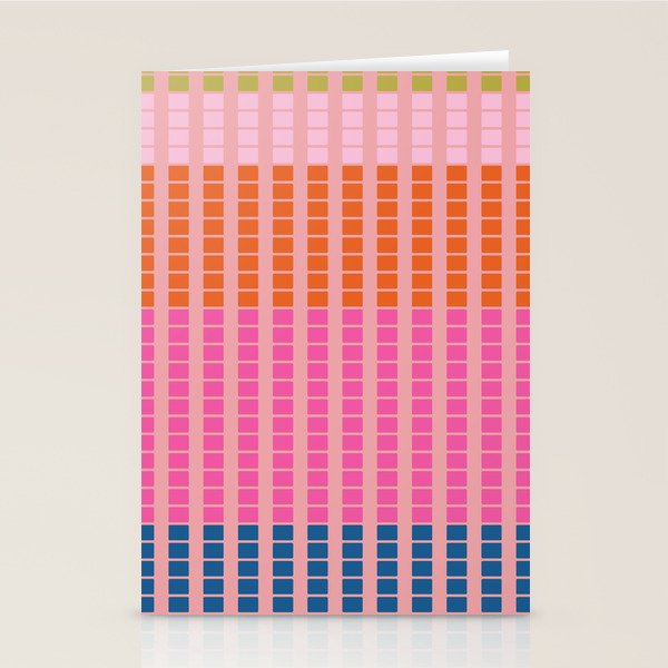 Geometric Stacked Stripes Vertical Multicolor Pattern in Pink Orange Blue Stationery Card Gallery Image 1