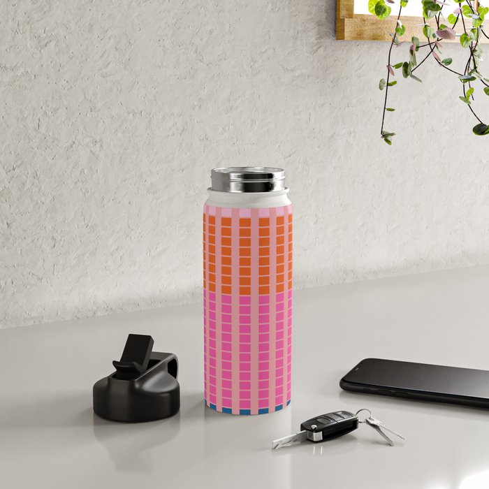 Geometric Stacked Stripes Vertical Multicolor Pattern in Pink Orange Blue Water Bottle Gallery Image 4