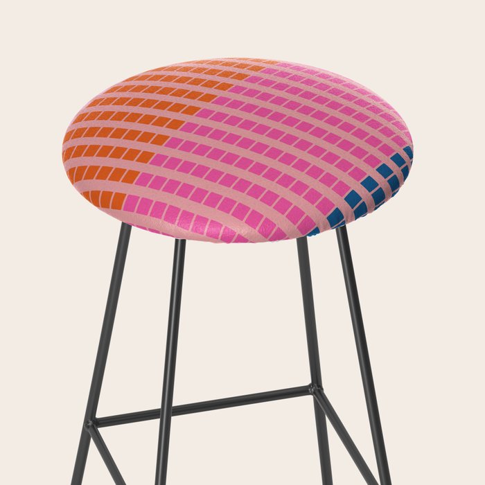 Geometric Stacked Stripes Vertical Multicolor Pattern in Pink Orange Blue Stool Gallery Image 2