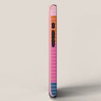 Geometric Stacked Stripes Vertical Multicolor Pattern in Pink Orange Blue iPhone Case Gallery Image 2