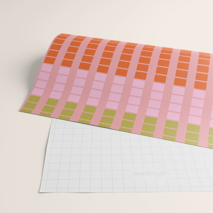 Geometric Stacked Stripes Vertical Multicolor Pattern in Pink Orange Blue Wrapping Paper Gallery Image 2