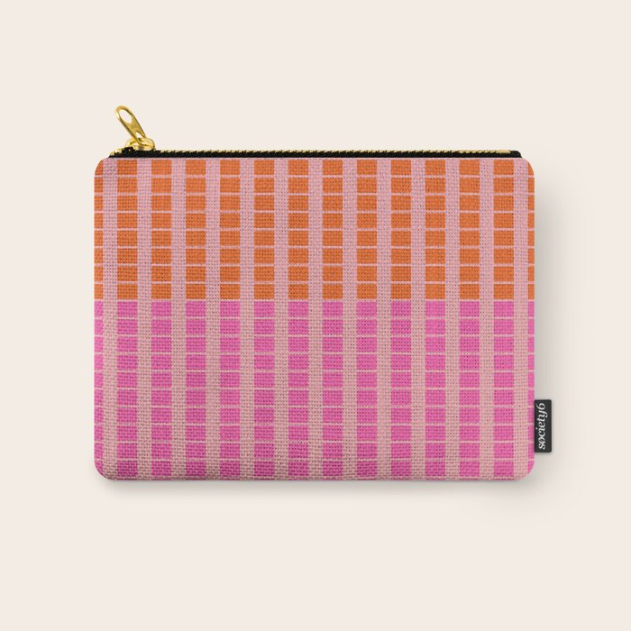 Geometric Stacked Stripes Vertical Multicolor Pattern in Pink Orange Blue Carry All Pouch Gallery Image 1