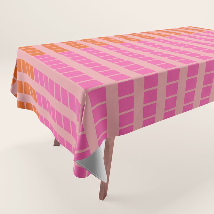 Geometric Stacked Stripes Vertical Multicolor Pattern in Pink Orange Blue Tablecloth Gallery Image 1