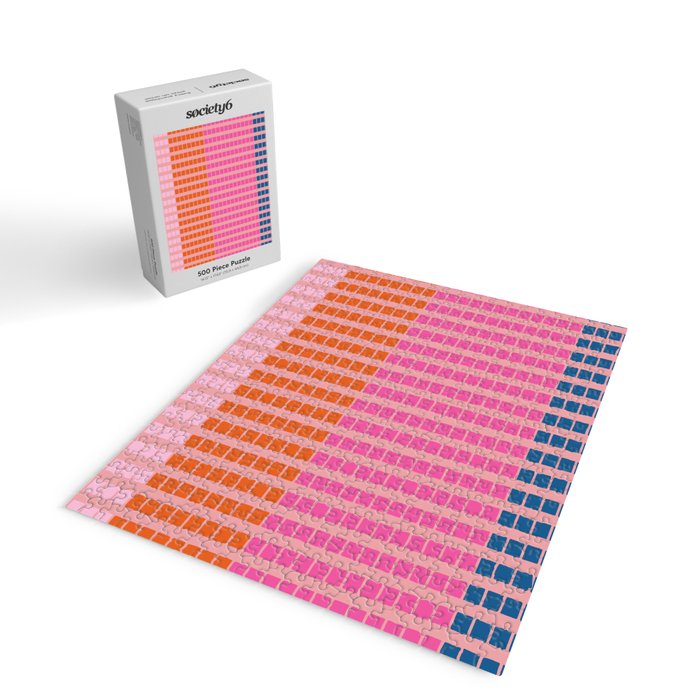 Geometric Stacked Stripes Vertical Multicolor Pattern in Pink Orange Blue Jigsaw Puzzle Gallery Image 2