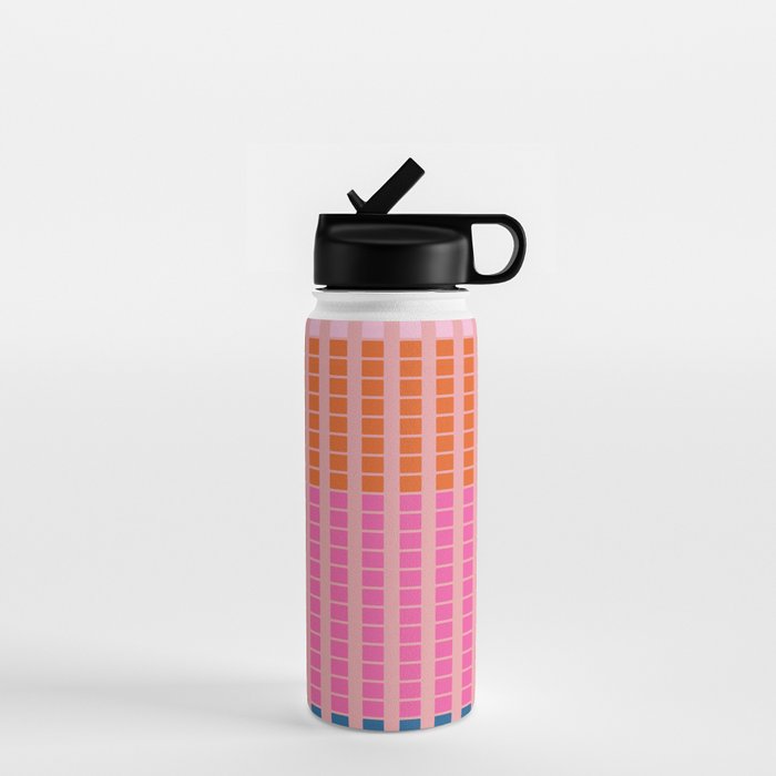 Geometric Stacked Stripes Vertical Multicolor Pattern in Pink Orange Blue Water Bottle Gallery Image 1