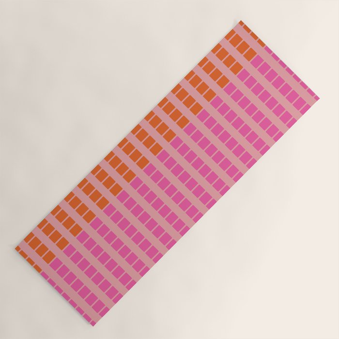 Geometric Stacked Stripes Vertical Multicolor Pattern in Pink Orange Blue Yoga Mat Gallery Image 1