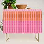 Geometric Stacked Stripes Vertical Multicolor Pattern in Pink Orange Blue Credenza Gallery Image 1