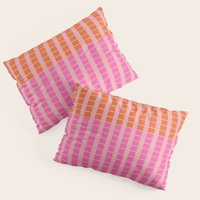 Geometric Stacked Stripes Vertical Multicolor Pattern in Pink Orange Blue Pillow Sham Gallery Image 1
