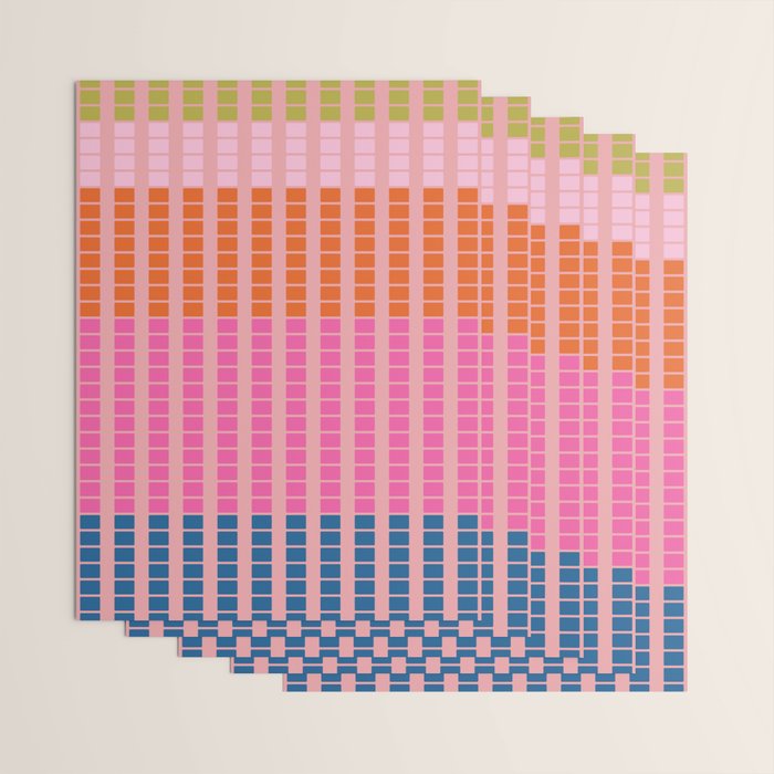 Geometric Stacked Stripes Vertical Multicolor Pattern in Pink Orange Blue Wrapping Paper Gallery Image 3
