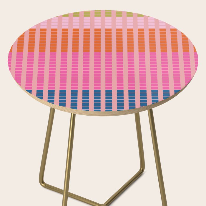 Geometric Stacked Stripes Vertical Multicolor Pattern in Pink Orange Blue Side Table Gallery Image 2