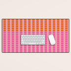 Geometric Stacked Stripes Vertical Multicolor Pattern in Pink Orange Blue Desk Mat Gallery Image 1