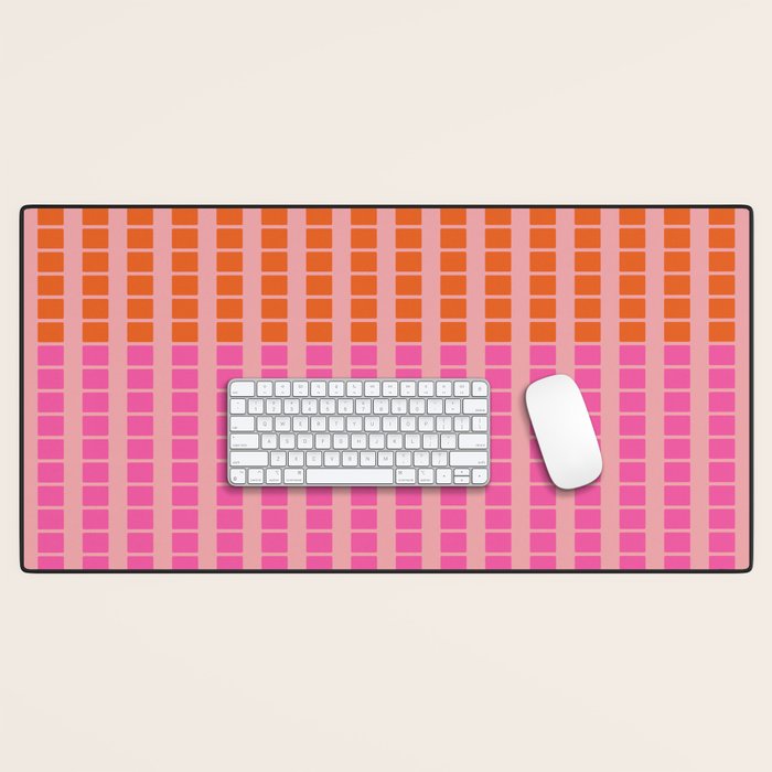 Geometric Stacked Stripes Vertical Multicolor Pattern in Pink Orange Blue Desk Mat Gallery Image 1