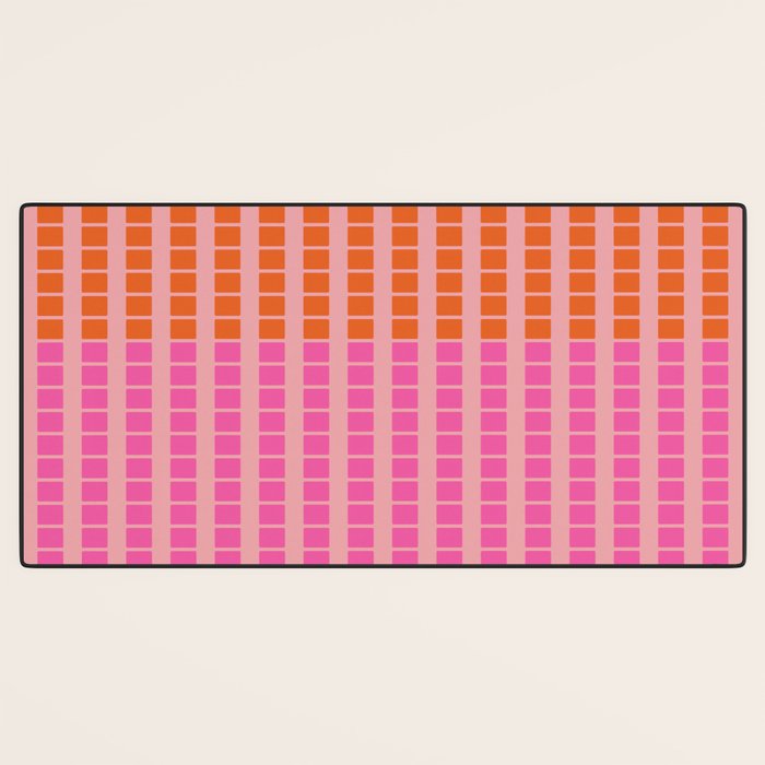 Geometric Stacked Stripes Vertical Multicolor Pattern in Pink Orange Blue Desk Mat Gallery Image 3