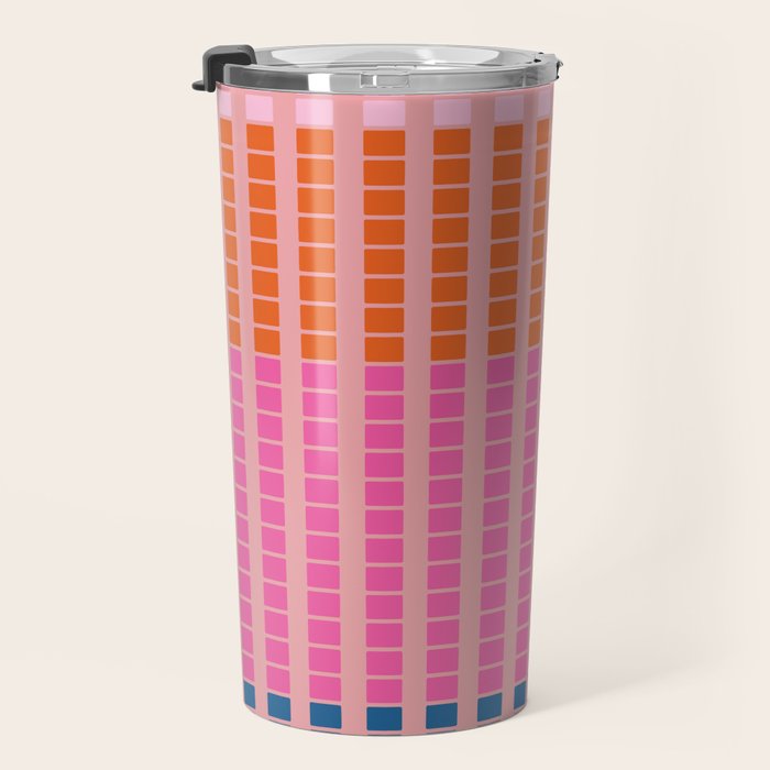 Geometric Stacked Stripes Vertical Multicolor Pattern in Pink Orange Blue Travel Mug Gallery Image 3
