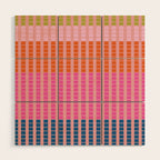 Geometric Stacked Stripes Vertical Multicolor Pattern in Pink Orange Blue Wood Wall Art Gallery Image 1