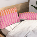 Geometric Stacked Stripes Vertical Multicolor Pattern in Pink Orange Blue Pillow Sham Gallery Image 2