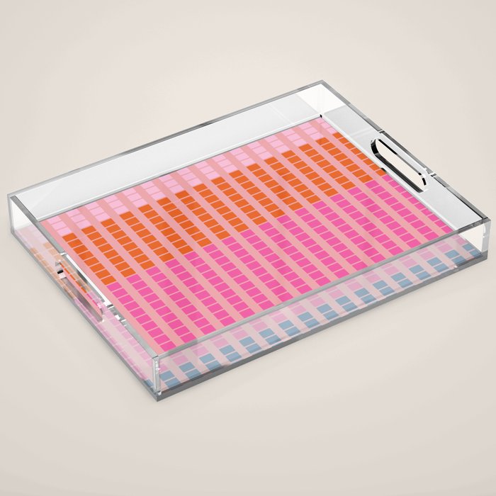 Geometric Stacked Stripes Vertical Multicolor Pattern in Pink Orange Blue Acrylic Tray Gallery Image 1