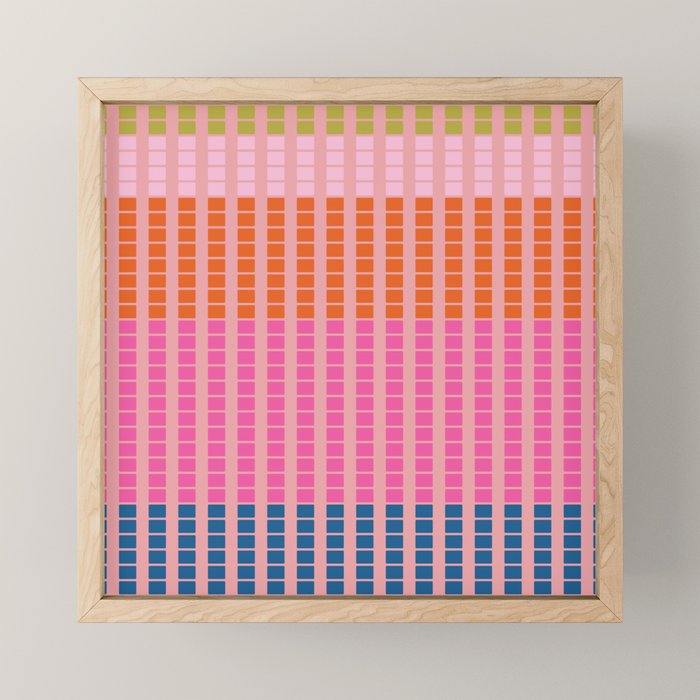 Geometric Stacked Stripes Vertical Multicolor Pattern in Pink Orange Blue Mini Art Print Gallery Image 1