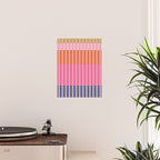 Geometric Stacked Stripes Vertical Multicolor Pattern in Pink Orange Blue Poster Gallery Image 2