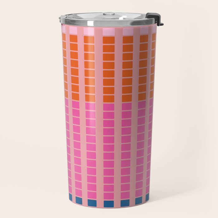 Geometric Stacked Stripes Vertical Multicolor Pattern in Pink Orange Blue Travel Mug Gallery Image 2