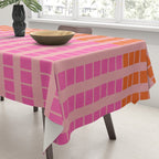 Geometric Stacked Stripes Vertical Multicolor Pattern in Pink Orange Blue Tablecloth Gallery Image 3