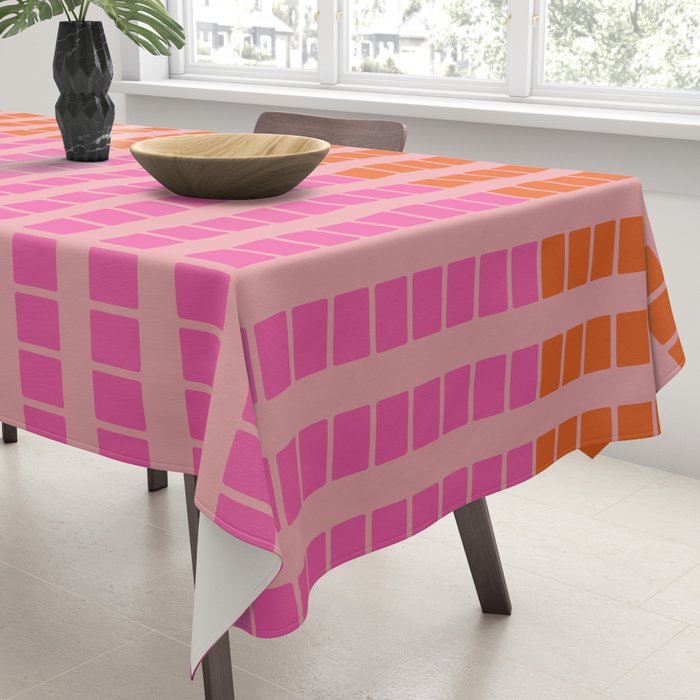 Geometric Stacked Stripes Vertical Multicolor Pattern in Pink Orange Blue Tablecloth Gallery Image 3