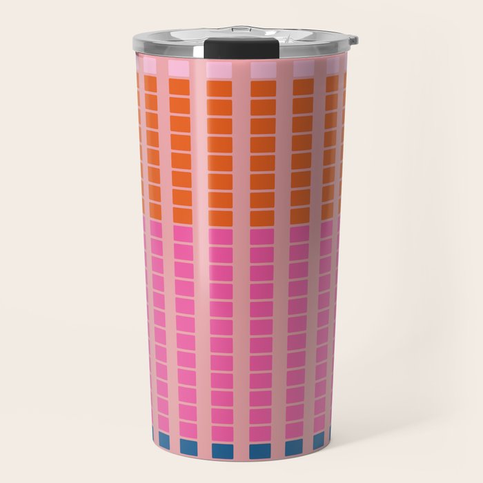 Geometric Stacked Stripes Vertical Multicolor Pattern in Pink Orange Blue Travel Mug Gallery Image 1