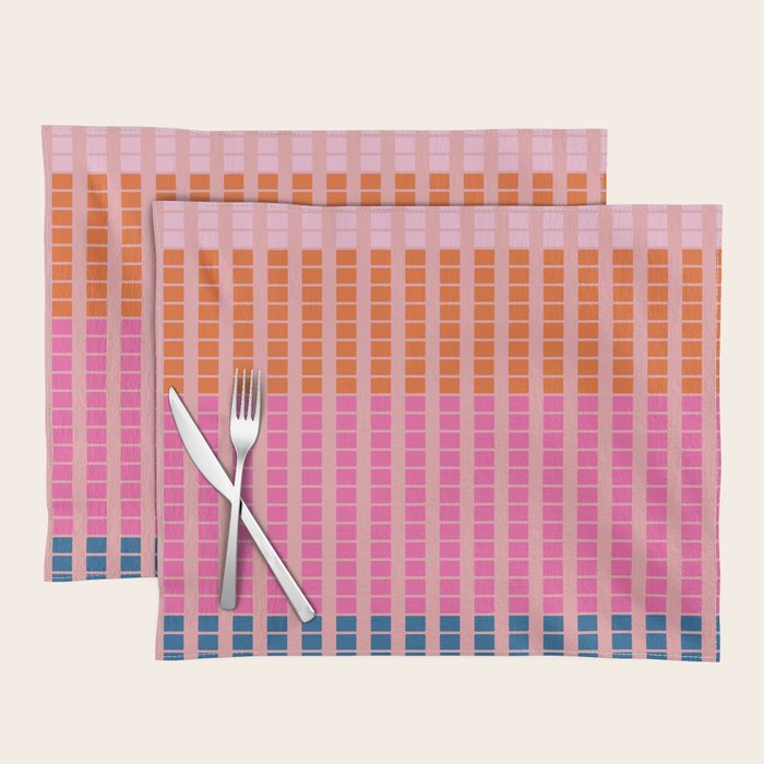 Geometric Stacked Stripes Vertical Multicolor Pattern in Pink Orange Blue Placemat Gallery Image 1