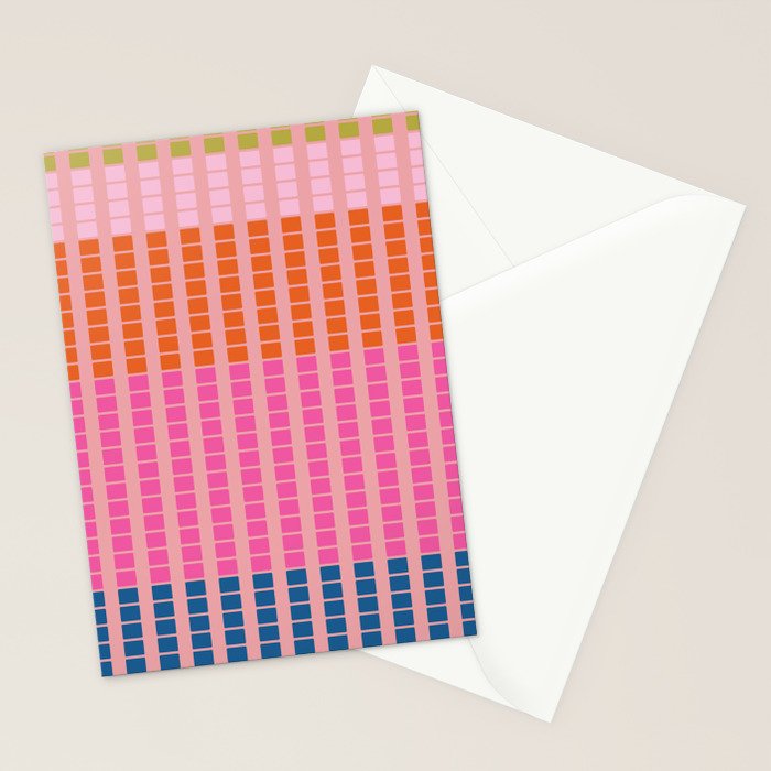Geometric Stacked Stripes Vertical Multicolor Pattern in Pink Orange Blue Stationery Card Gallery Image 2