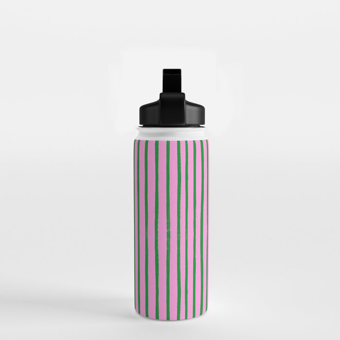 Green and Pink Brush Stroke Stripes Water Bottle Gallery Image 2