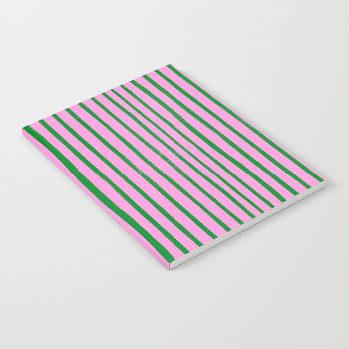 Green and Pink Brush Stroke Stripes Notebook Gallery Image 1