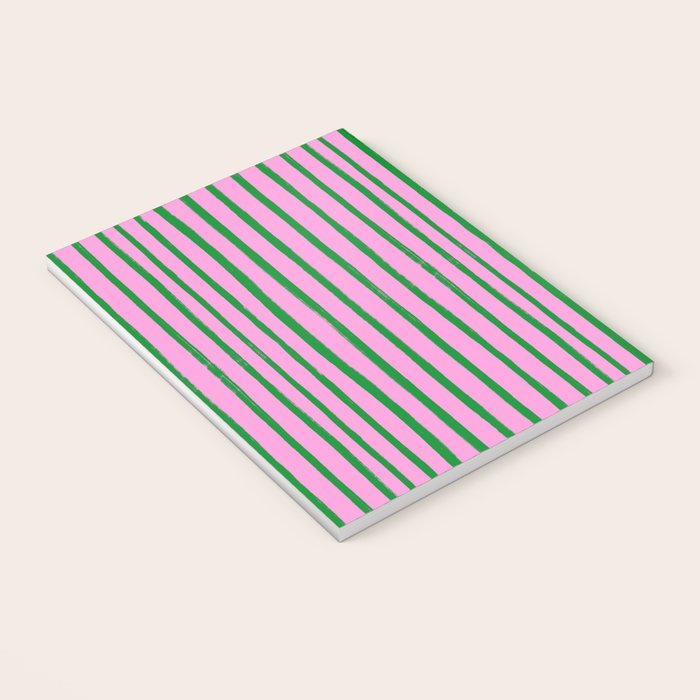 Green and Pink Brush Stroke Stripes Notebook Gallery Image 3