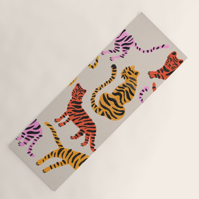 Tiger Collection - Pink & Yellow Palette Yoga Mat Gallery Image 1