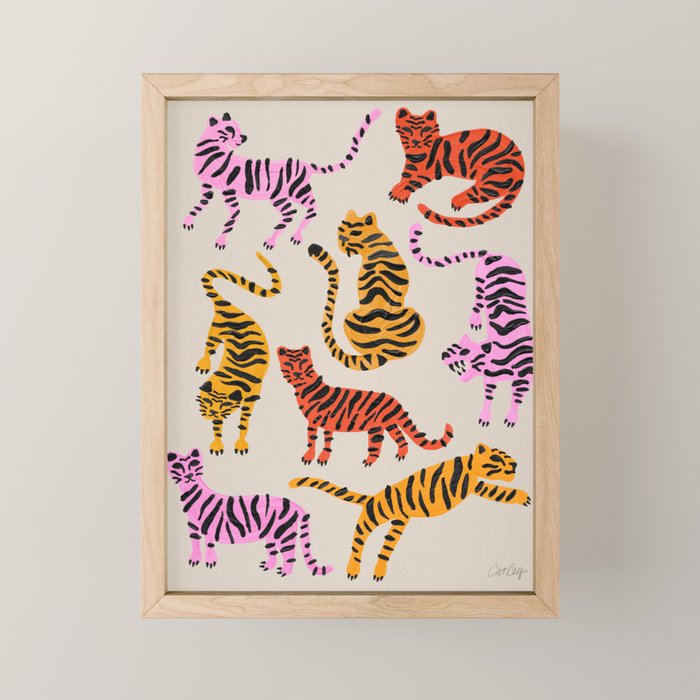 Tiger Collection - Pink & Yellow Palette Mini Art Print Gallery Image 1