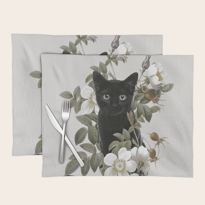 Cat With Flowers Placemat Gallery Image 1