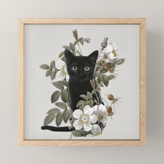 Cat With Flowers Mini Art Print Gallery Image 1