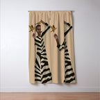 Woman with Birds and Zebra Pattern Dress Window Curtain Gallery Image 3