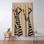 Woman with Birds and Zebra Pattern Dress Window Curtain Gallery Image 5
