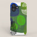 Modern Mid Century Fun Colorful Abstract Minimalist Painting Shapes & Patterns Swamp Monster Greens iPhone Case Gallery Image 1