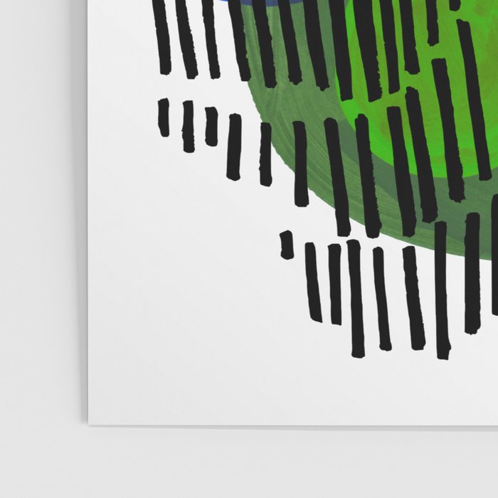 Modern Mid Century Fun Colorful Abstract Minimalist Painting Shapes & Patterns Swamp Monster Greens Poster Gallery Image 3