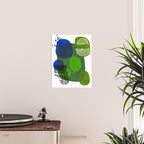 Modern Mid Century Fun Colorful Abstract Minimalist Painting Shapes & Patterns Swamp Monster Greens Poster Gallery Image 2