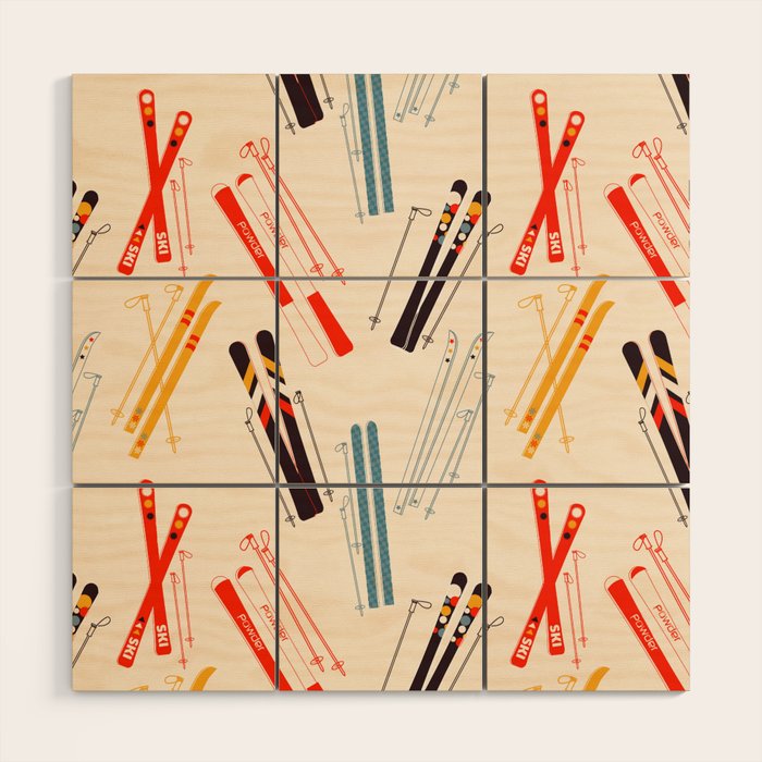 Ski time pattern Wood Wall Art Gallery Image 1
