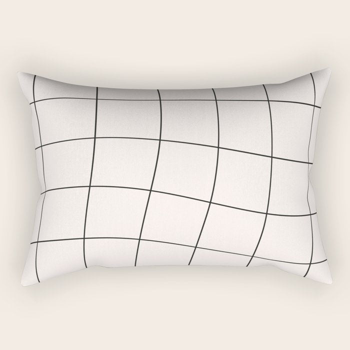 Retro Warped Grid Black and White Rectangular Pillow Gallery Image 1