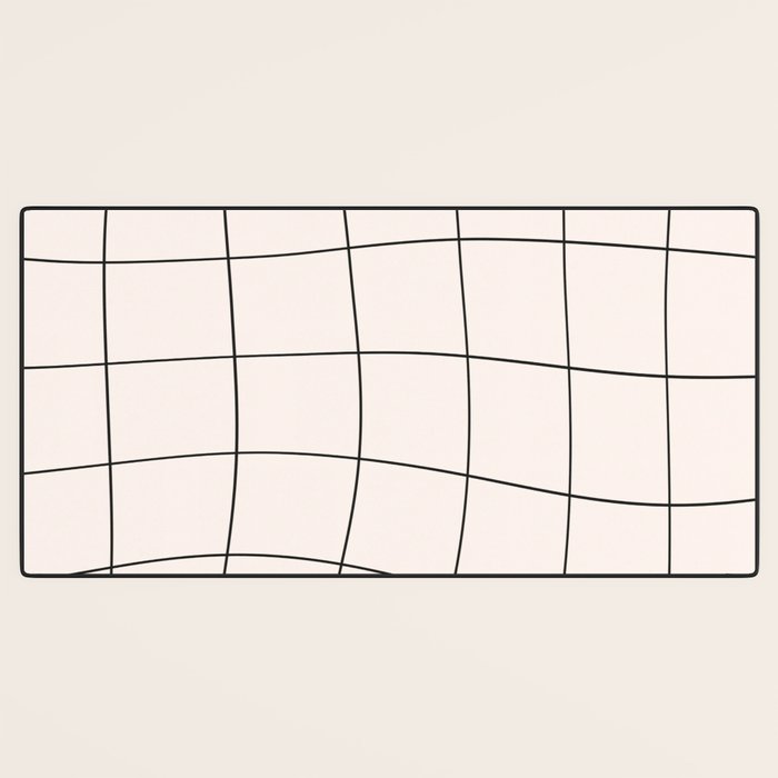 Retro Warped Grid Black and White Desk Mat Gallery Image 3