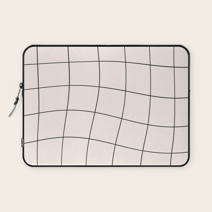 Retro Warped Grid Black and White Laptop Sleeve Gallery Image 1