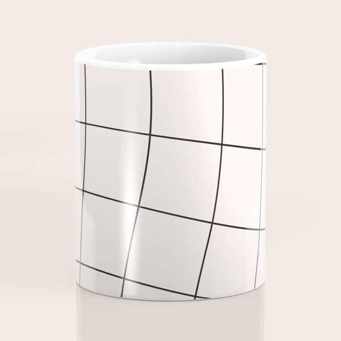 Retro Warped Grid Black and White Coffee Mug Gallery Image 4