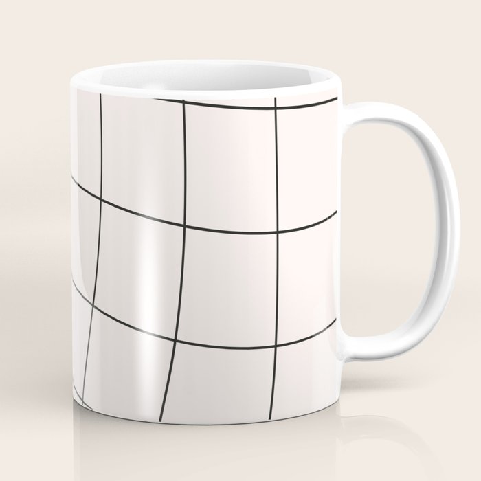 Retro Warped Grid Black and White Coffee Mug Gallery Image 1