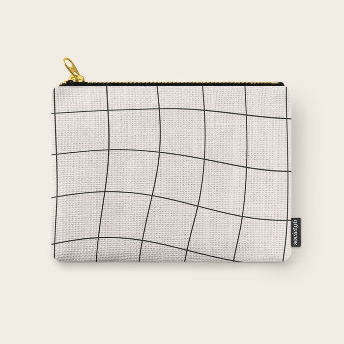 Retro Warped Grid Black and White Carry All Pouch Gallery Image 1